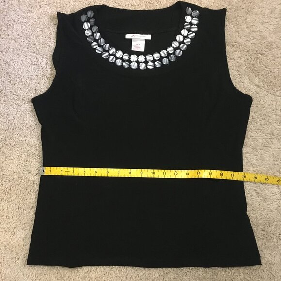 JM Collection Decorative Collar Black Tank Top - Picture 11 of 13